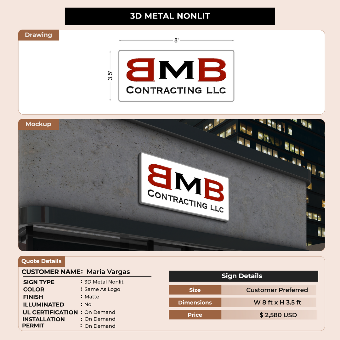 Business signage for Maria Vargas