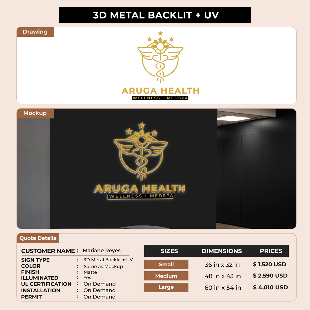 3d metal backlit for Mariane Reyes