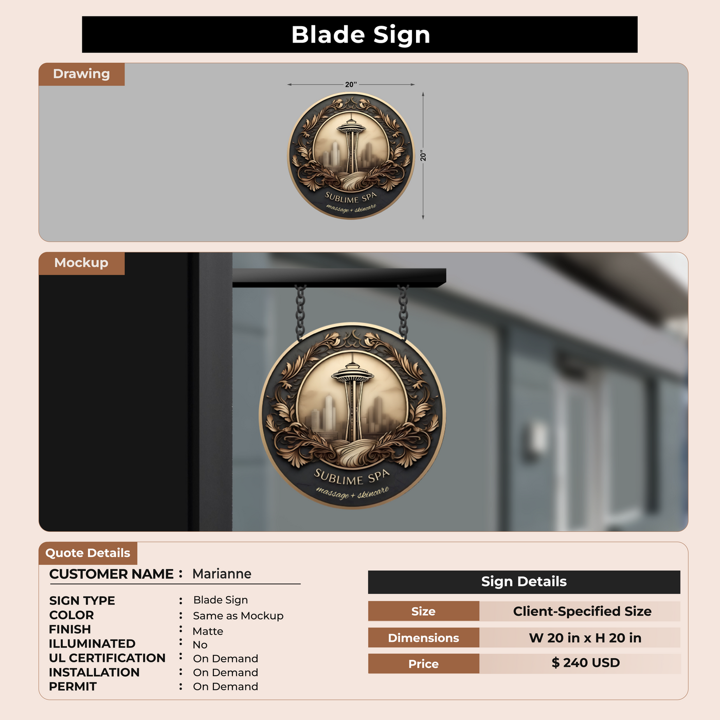 Blade Sign for Marianne