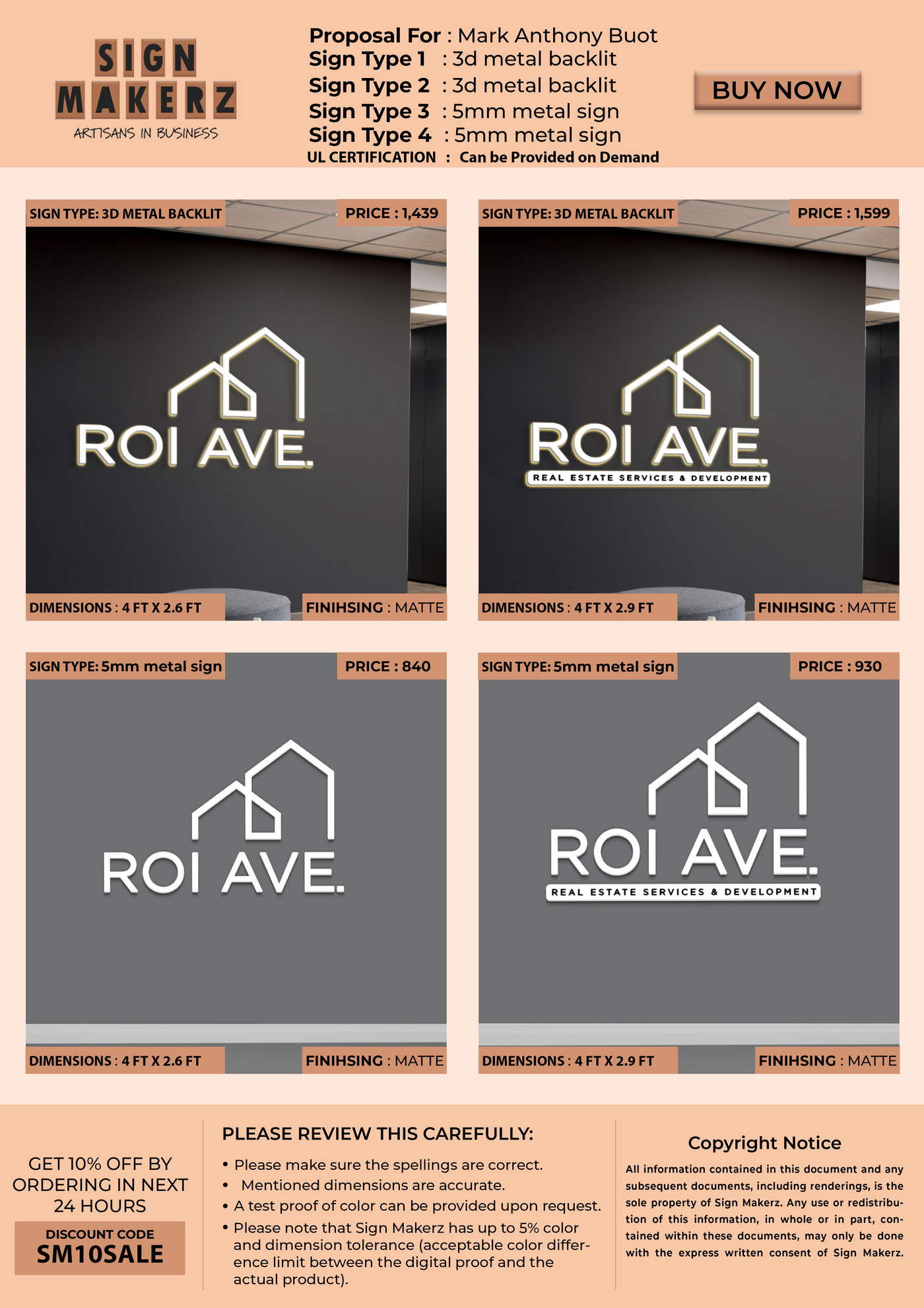Business sigange for Mark Anthony Buot