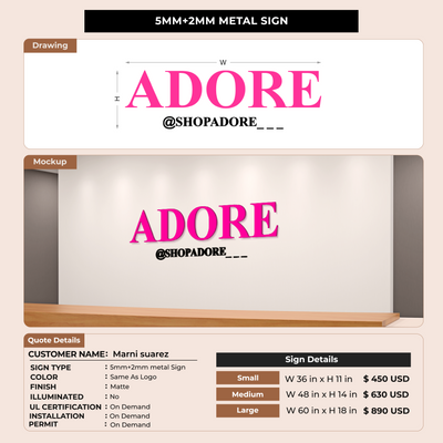 5mm+2mm Metal Sign for Marni suarez