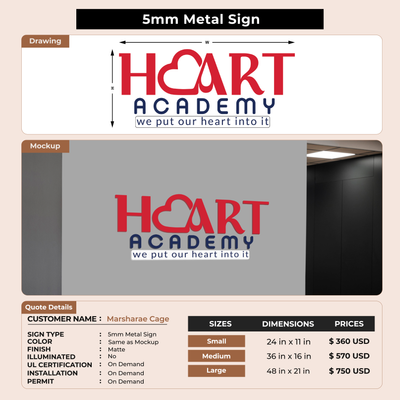 Business signage for Marsharae Cage
