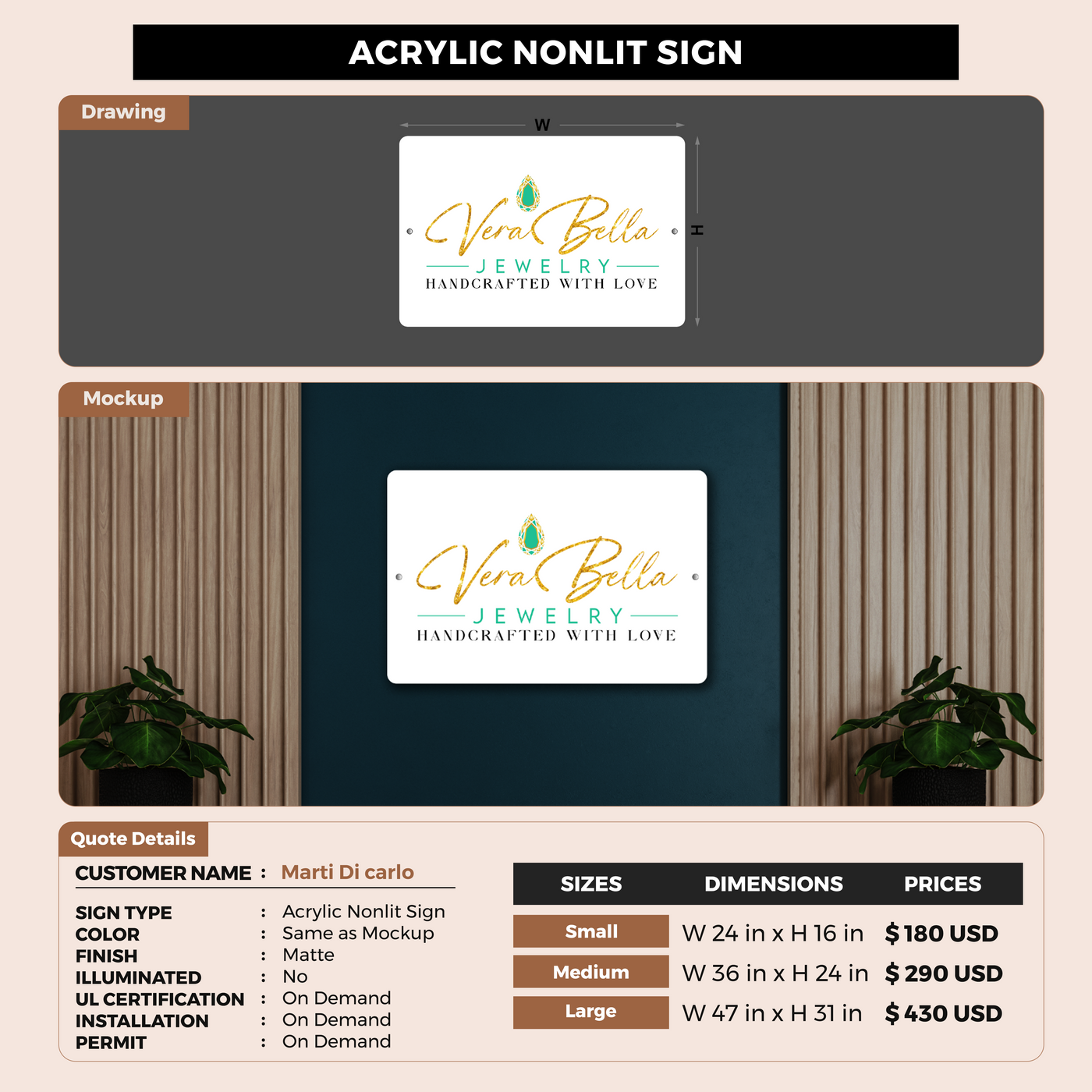 Custom Signs For Marti Di carlo