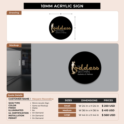 10MM Acrylic Sign For Maryann Rocondino