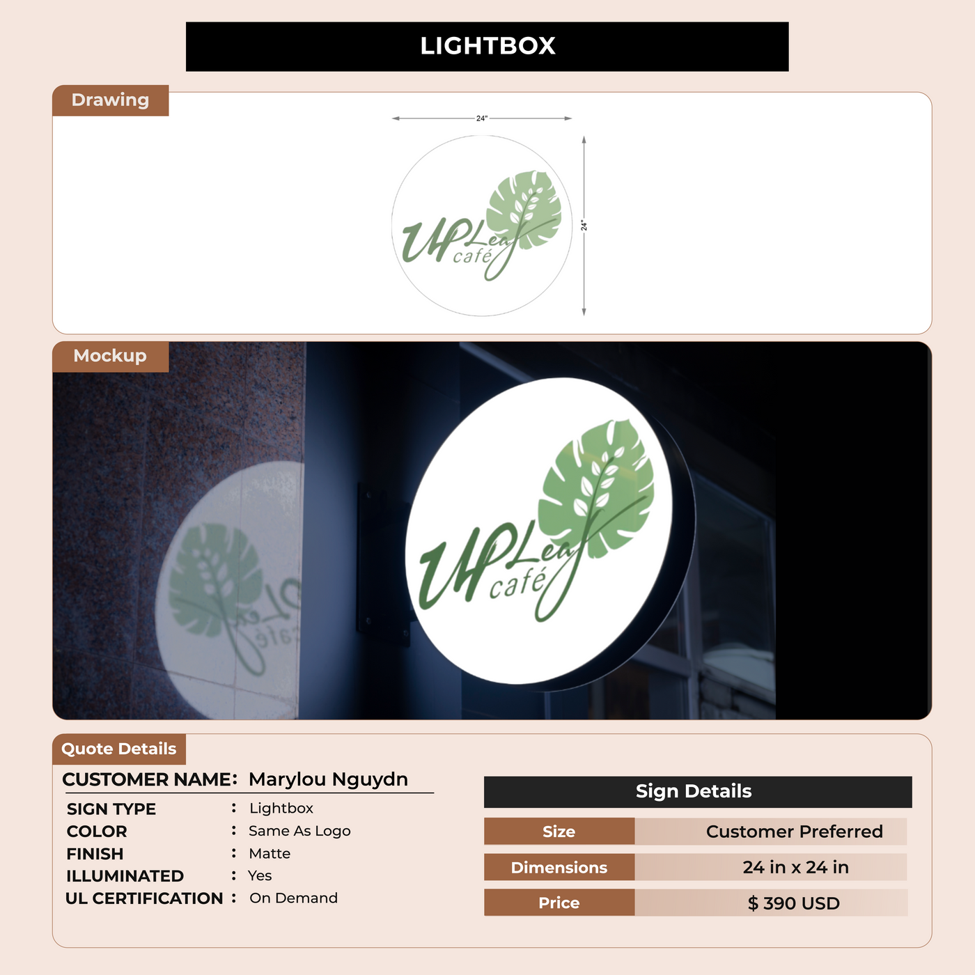 Lightbox Sign For Marylou Nguydn