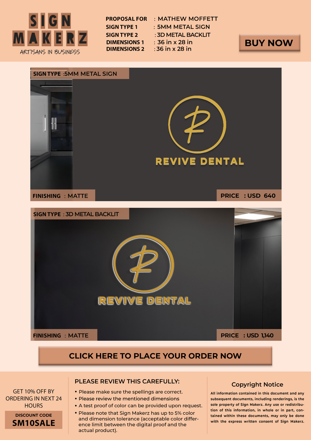 Custom Signs For Mathew Moffett