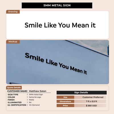 5MM Metal Sign For Matthew Eaton