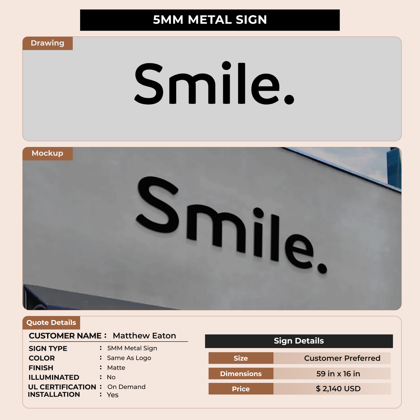 Custom Signs for Matthew Eaton