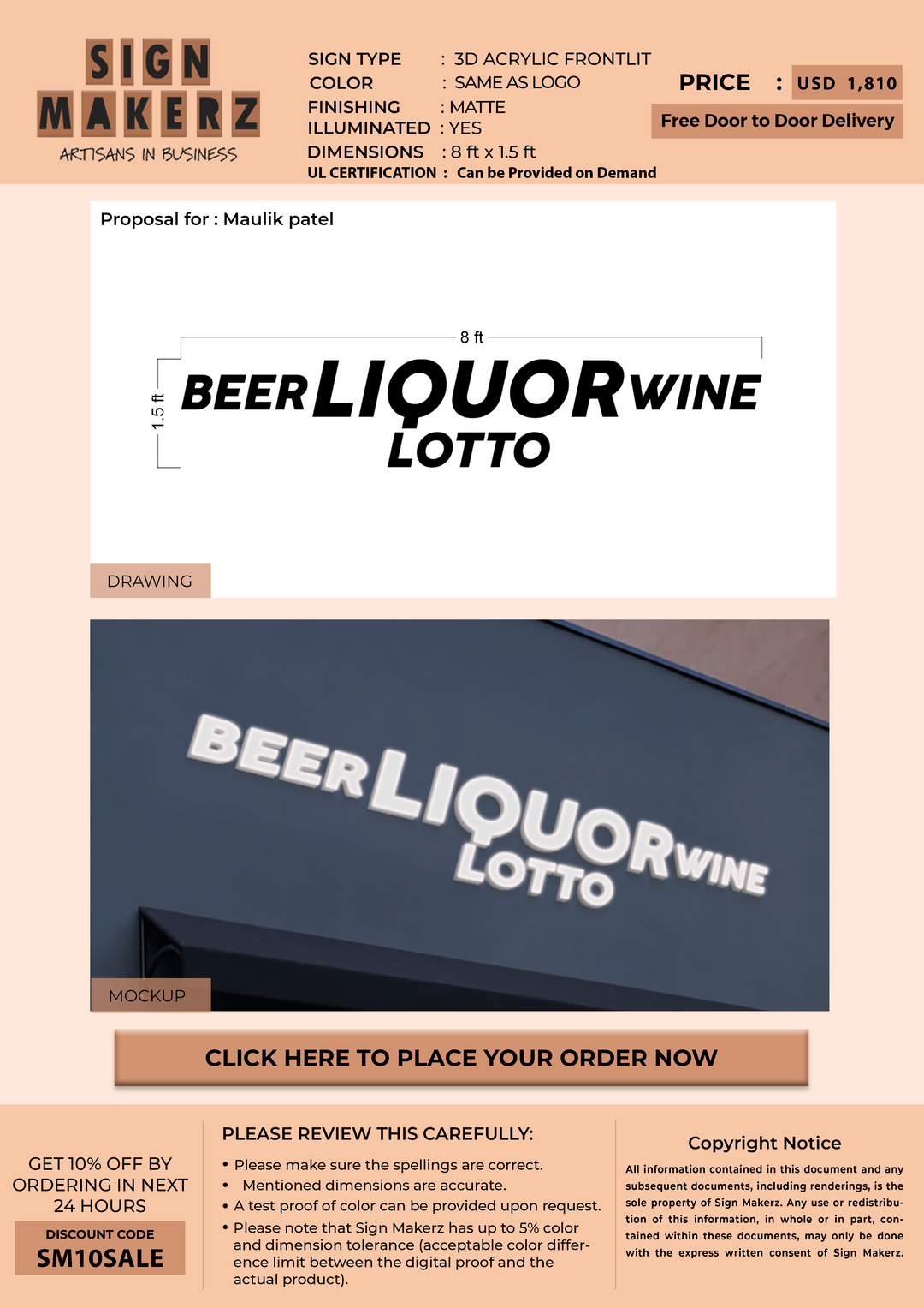 3D Acrylic Frontlit Sign for Maulik patel