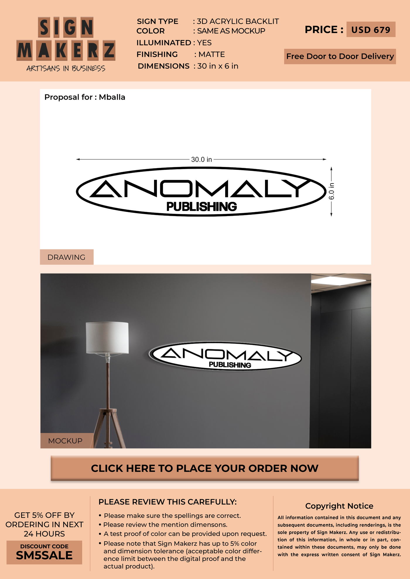 Business sign for Mballa