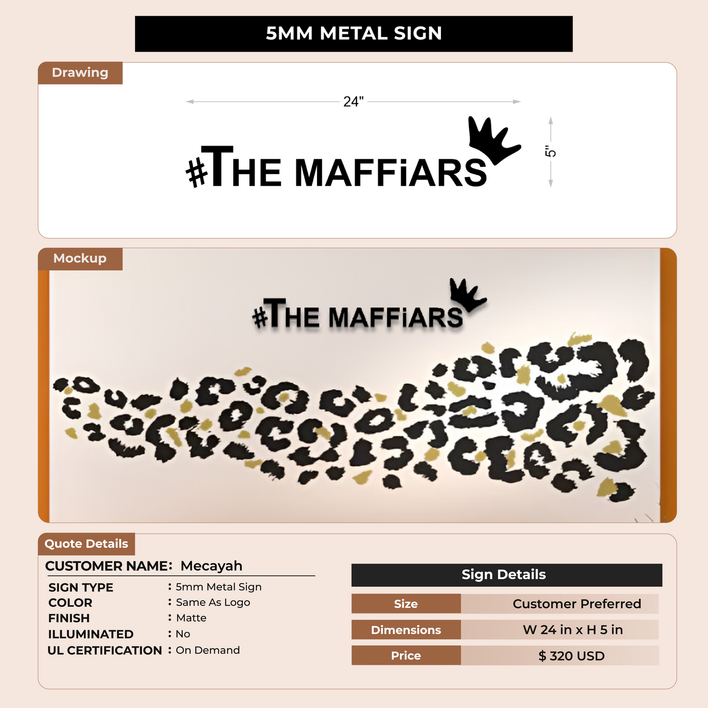 5mm Metal Sign for Mecayah
