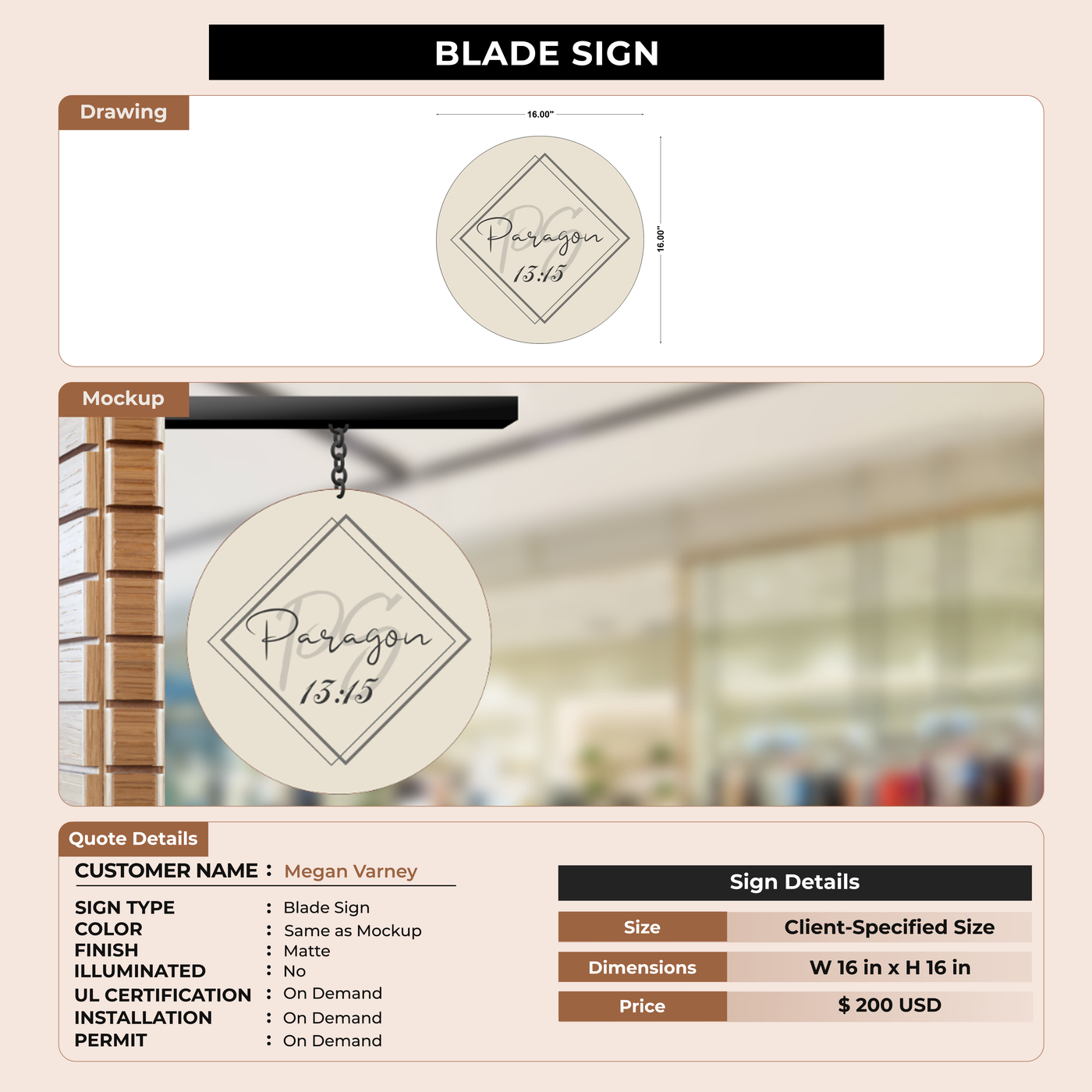 2D Blade Sign for Megan Varney