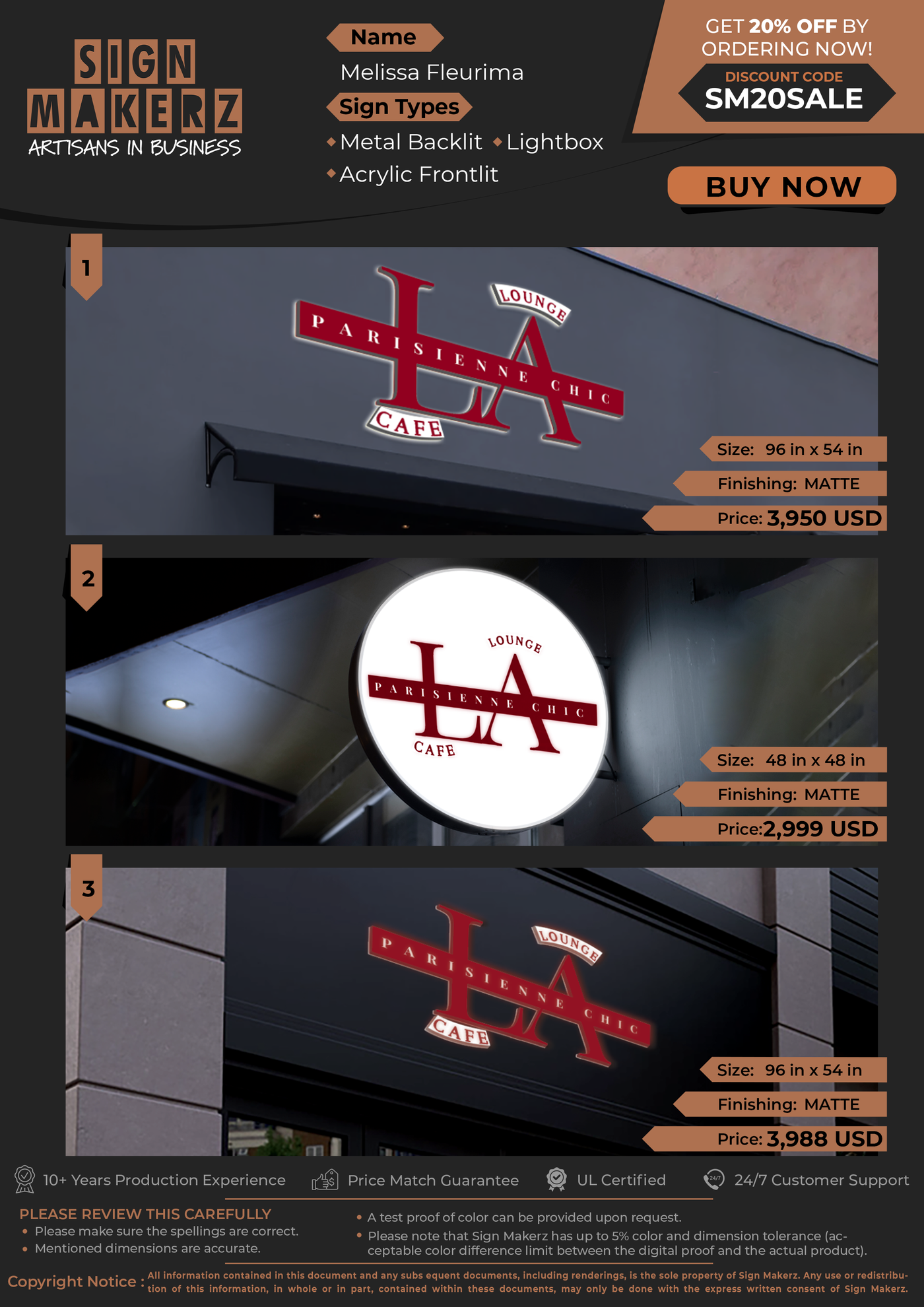 Business Signs for Melissa Fleurima