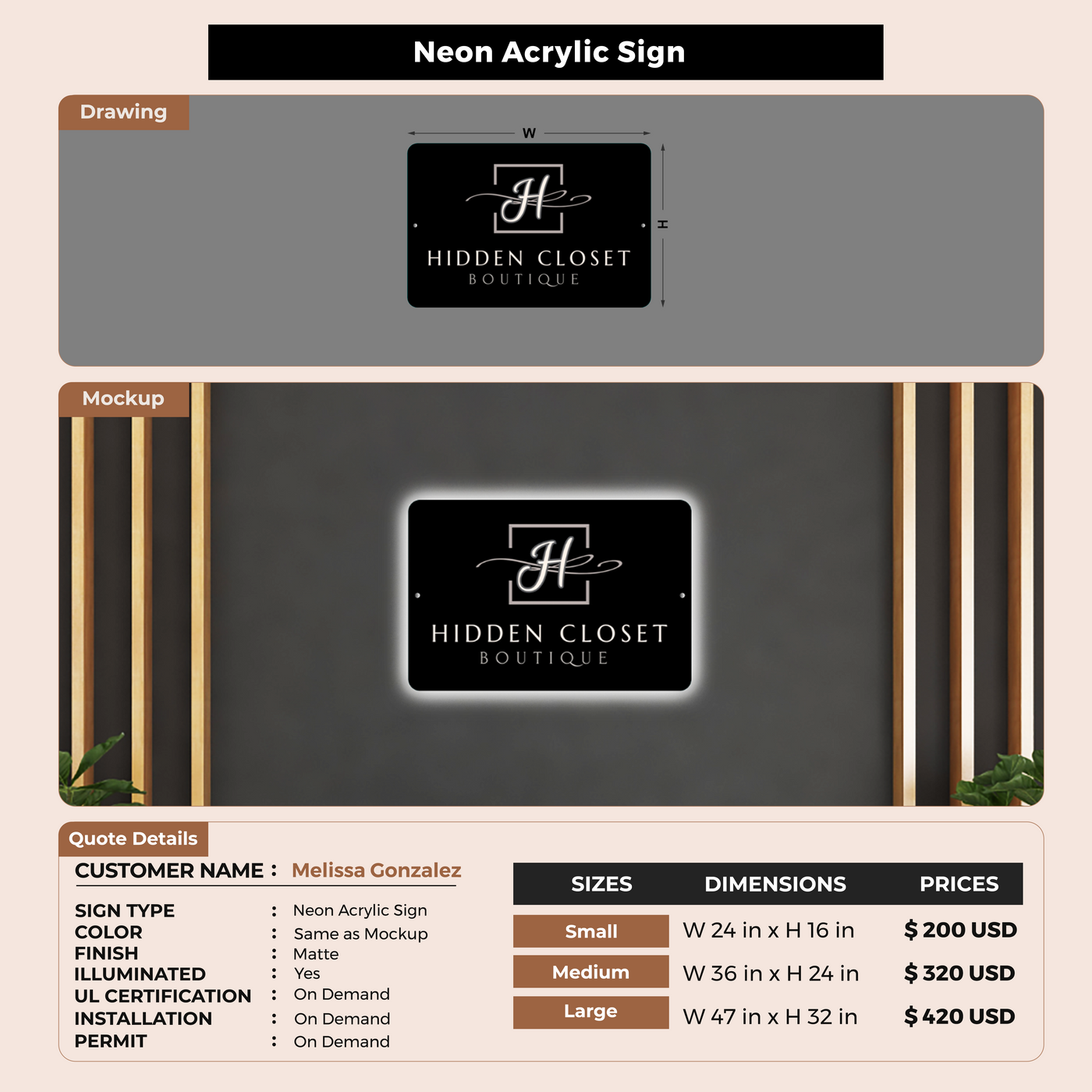 Custom Signs For Melissa Gonzalez
