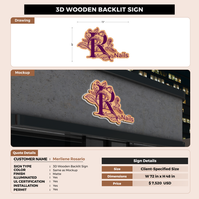 Wooden Backlit sign for Merllene Rosario