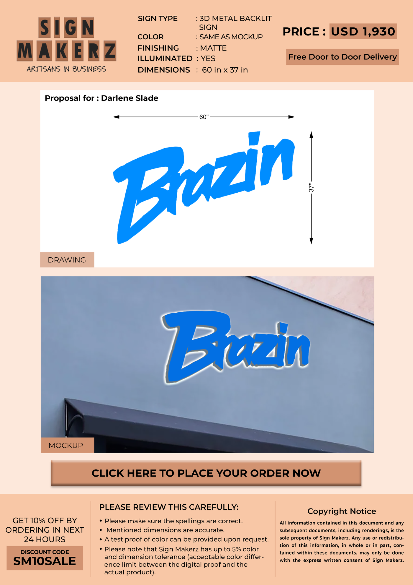 3D Metal Backlit Sign For Kevin Champlin