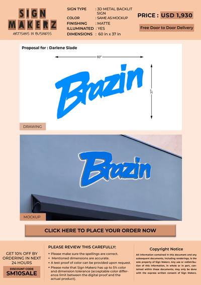 3D Metal Backlit Sign For Kevin Champlin