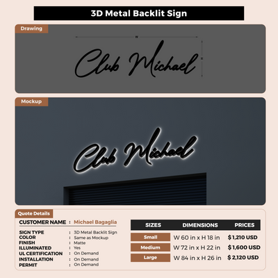 Custom Signs For Michael Bagaglia