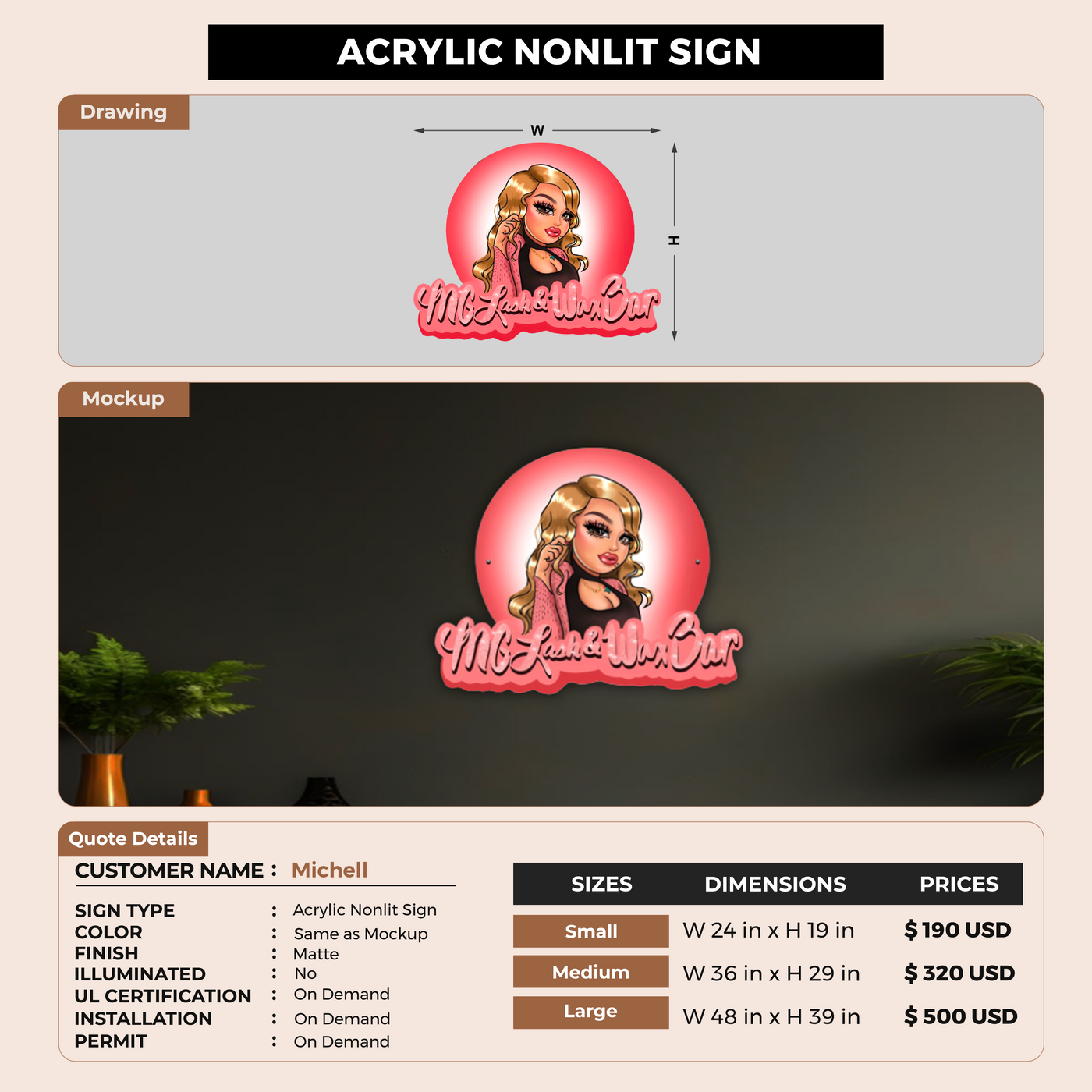 Custom Signs For Michell