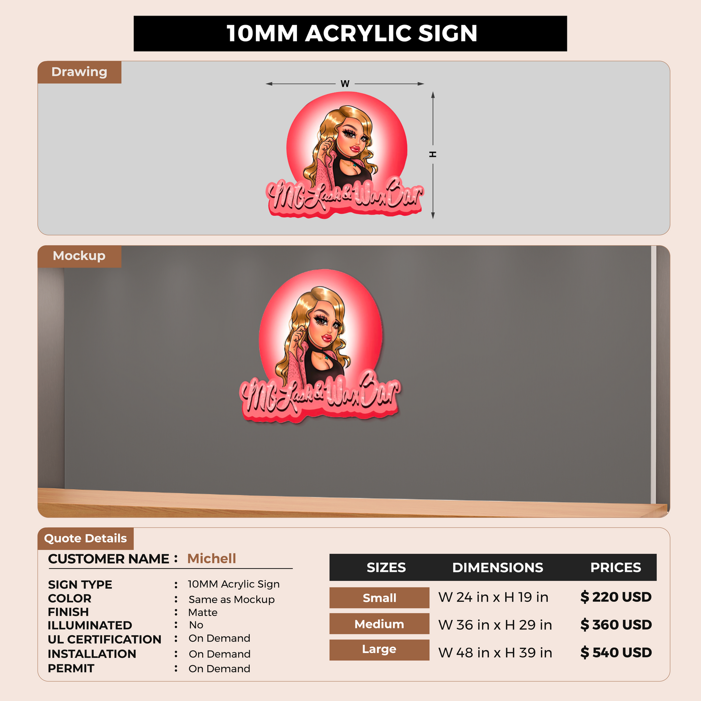 Custom Signs For Michell
