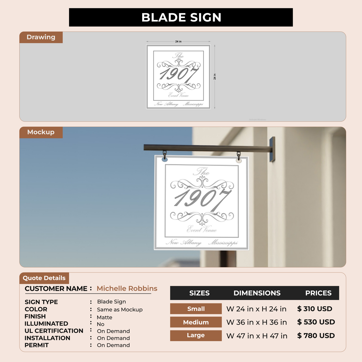 Blade Sign for Michelle Robbins