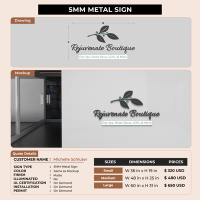 5mm Metal Sign for Michelle Schluter