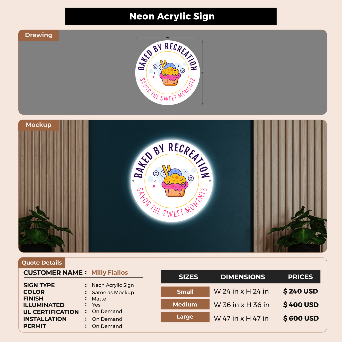 Custom Signs For Milly Fiallos