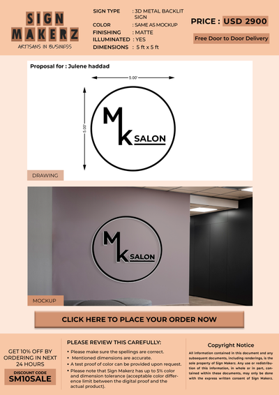 3D Metal Backlit Sign For Julene haddad