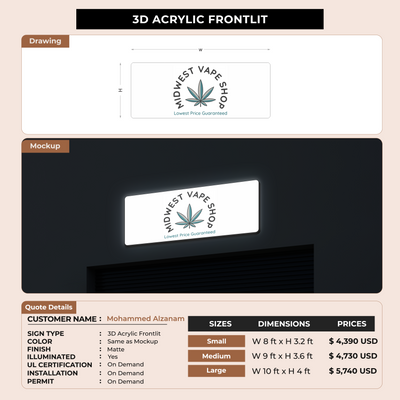 Business signage for Mohammed Alzanam