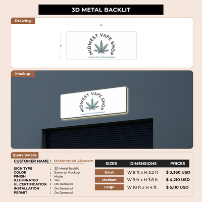 Business signage for Mohammed Alzanam