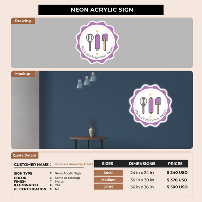 Business signage for Monica's Heavenly Treats