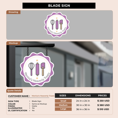 Business signage for Monica's Heavenly Treats