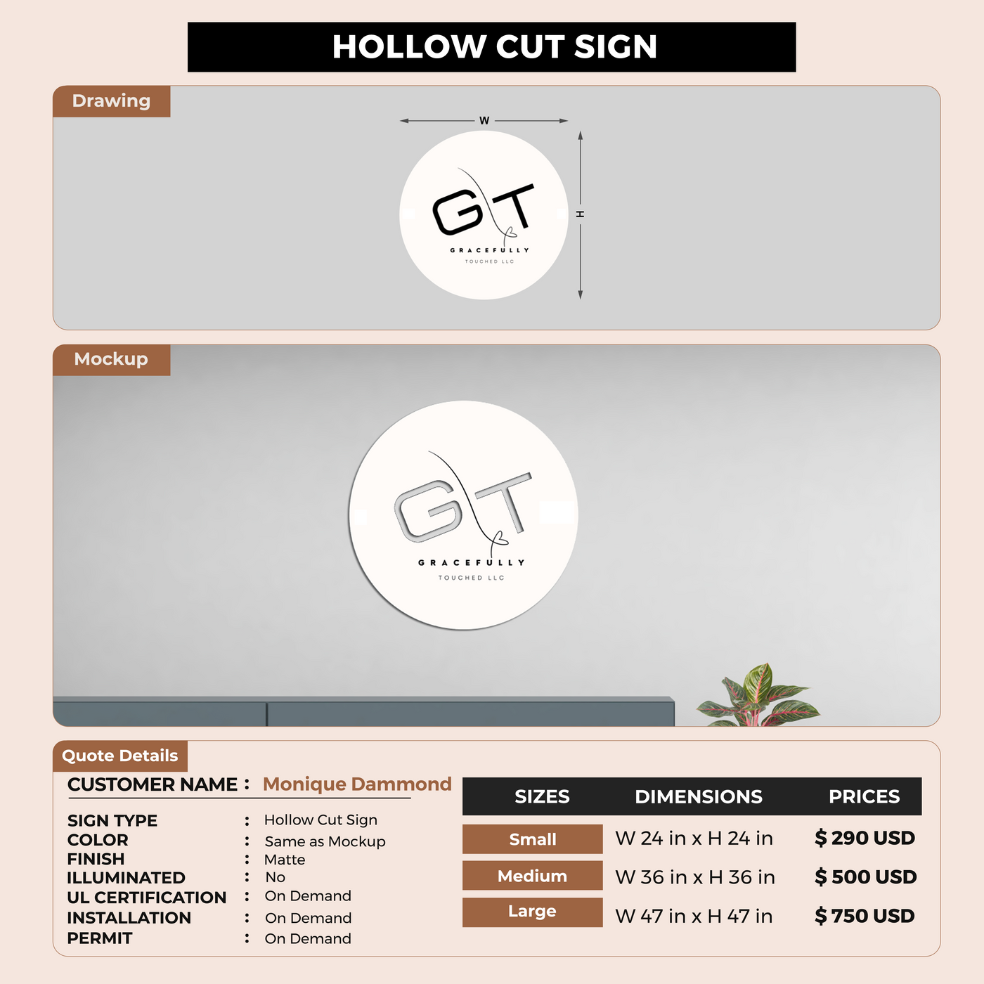 Custom Signs for Monique Dammond