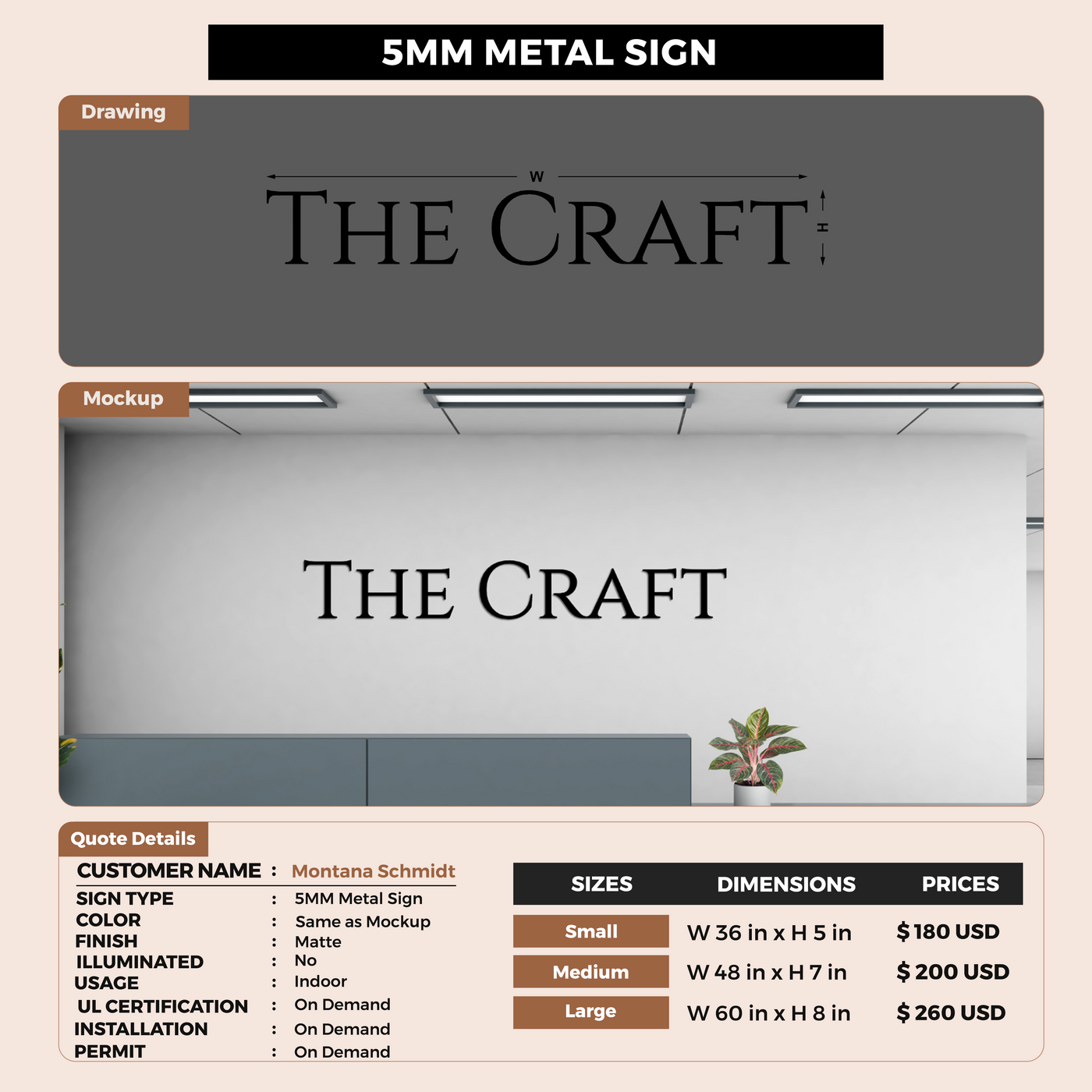 5MM Metal Sign For Montana Schmidt