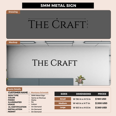 5MM Metal Sign For Montana Schmidt