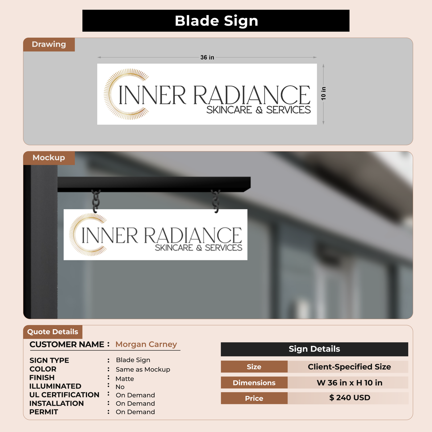 Business signage for Morgan Carney