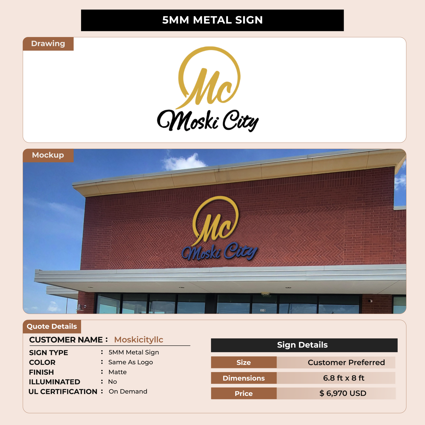 Business signage for Moskicityllc