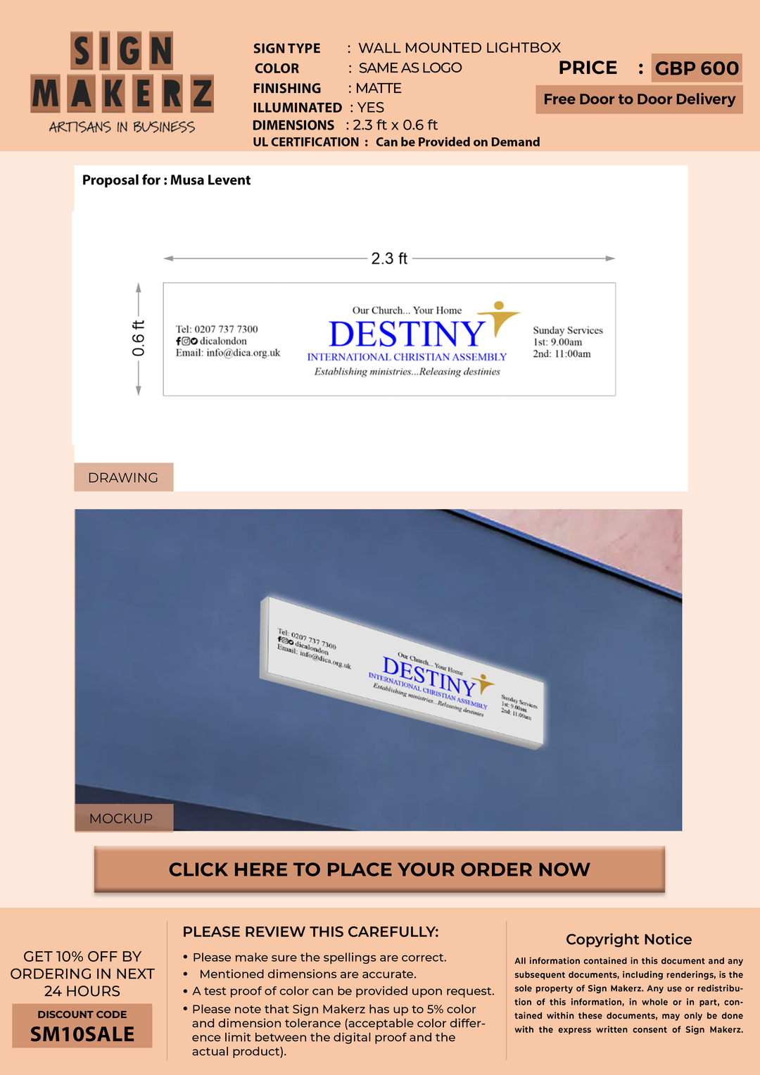 Light Box sign for Musa Levent