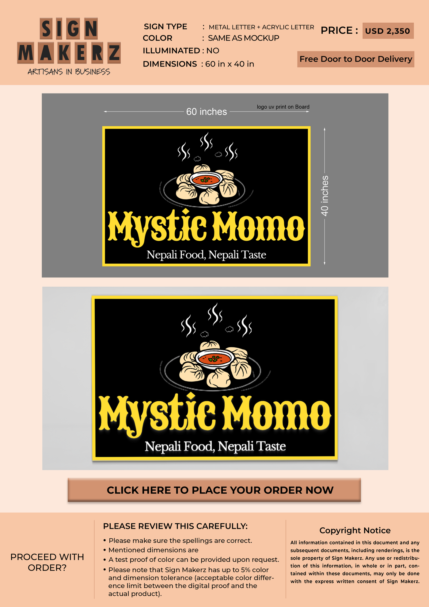 Metal Letter + Acrylic letter Sign for Mystic