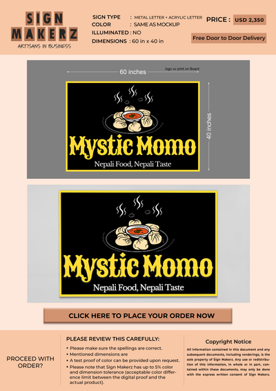 Metal Letter + Acrylic letter Sign for Mystic