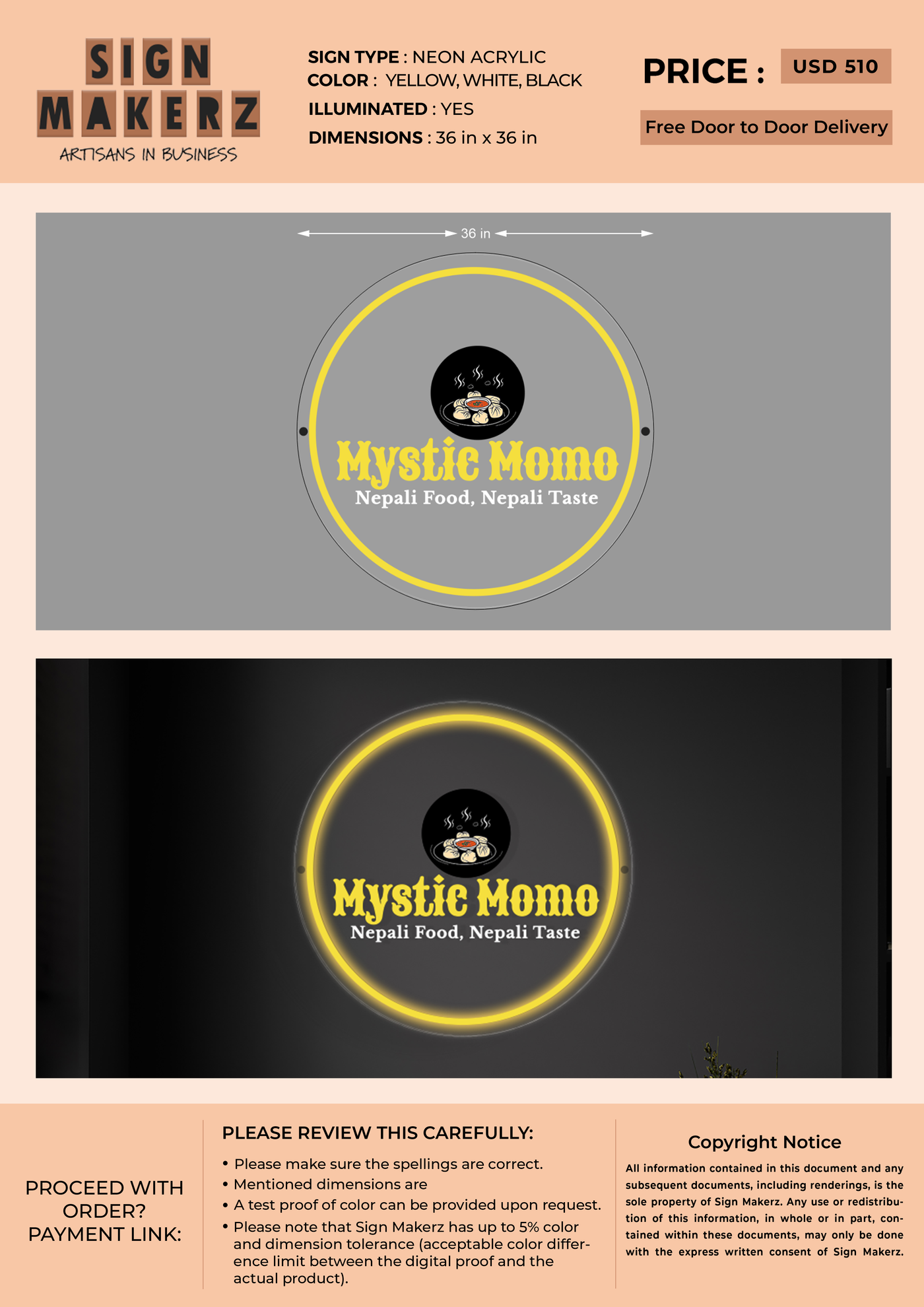 Neon Acrylic sign for Mystic