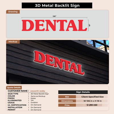 3D Metal Backlit Signs for sravanth reddy