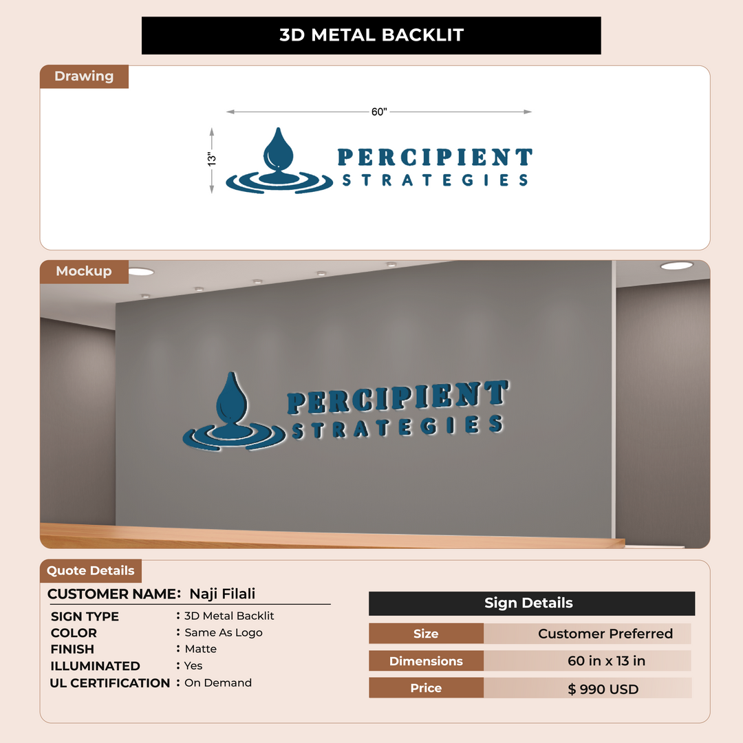3d metal backlit for Naji Filali
