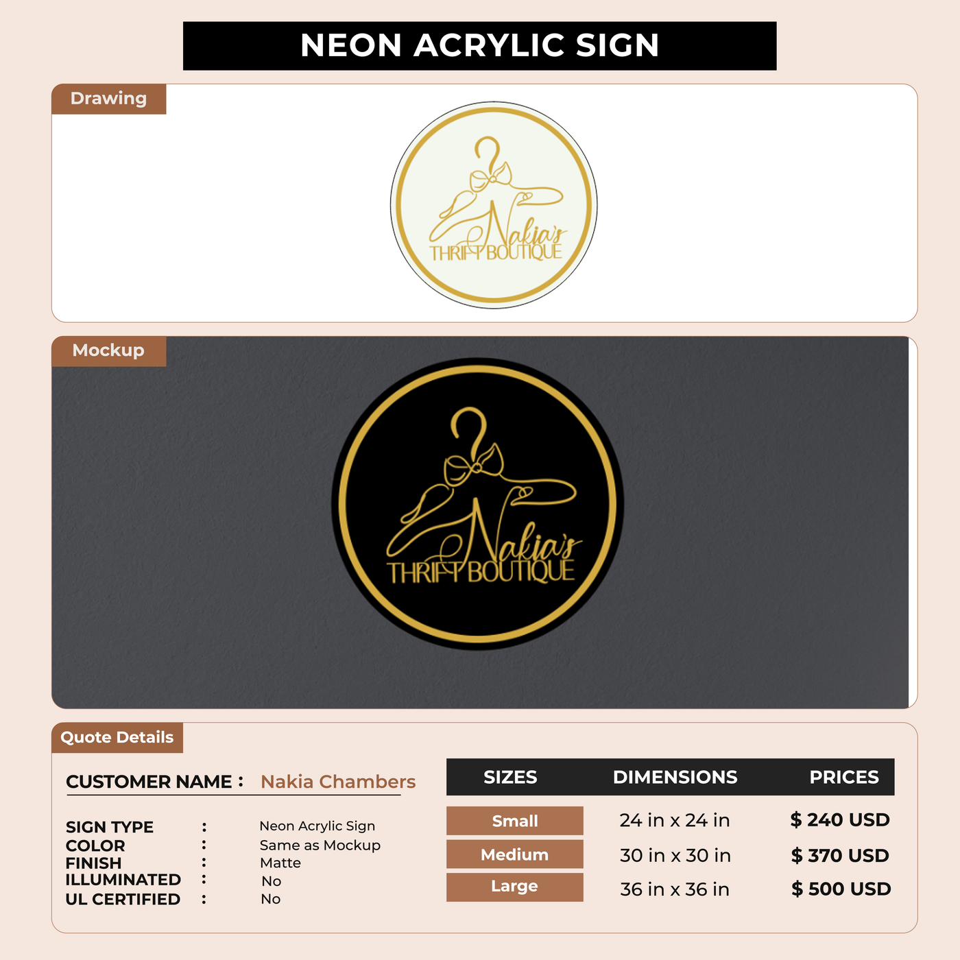 Business signage for Nakia Chambers