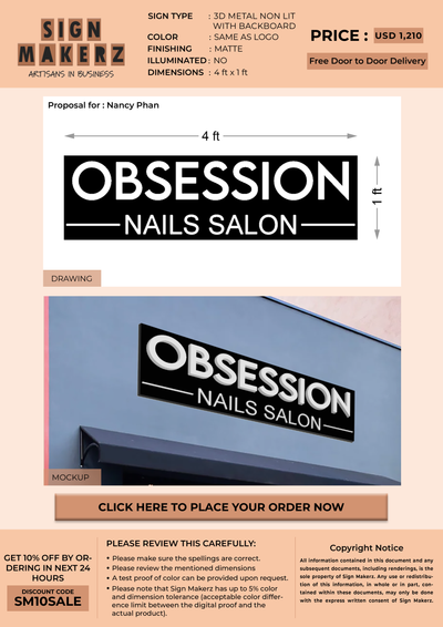 Business sigange for Nancy Phan