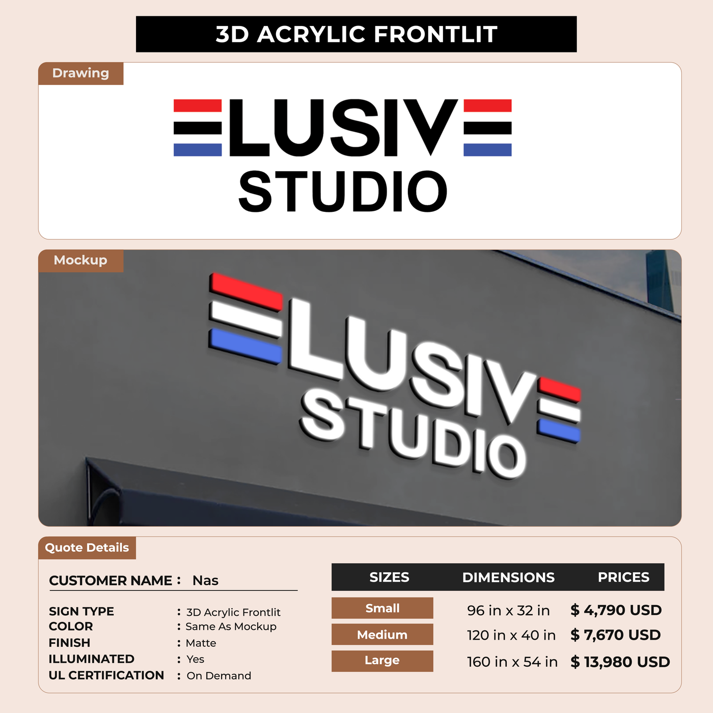 Business signage for Nas