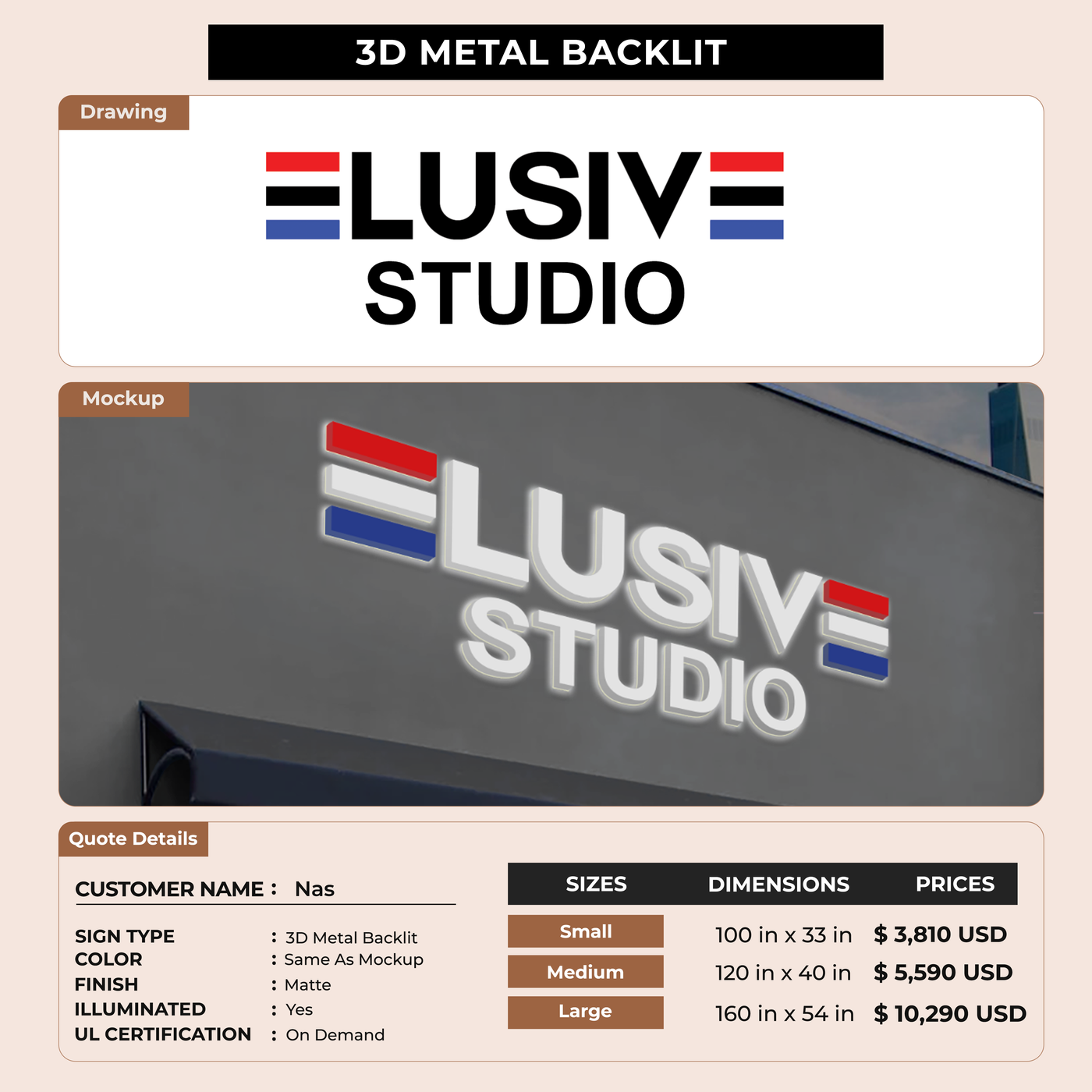 Business signage for Nas