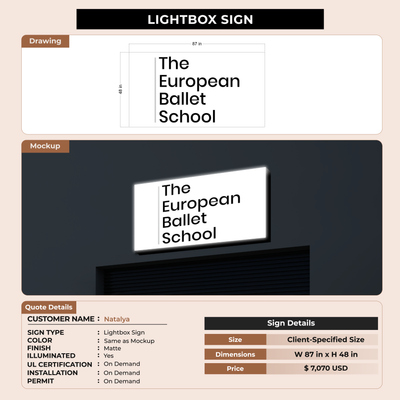 Lightbox sign for Natalya