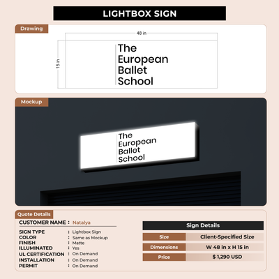 Lightbox sign for Natalya