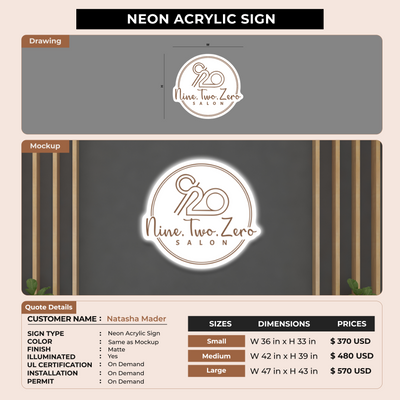 Neon Acrylic Sign for Natasha Mader